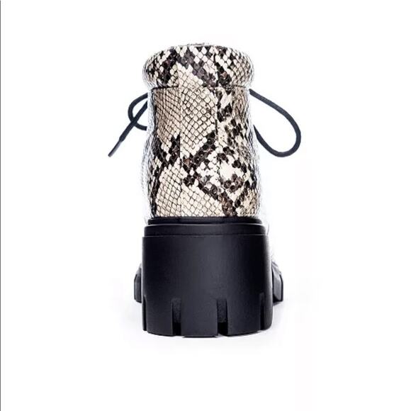 Dirty Laundry Snake Print Chunky Boots - Black and Cream - Picture 4 of 8